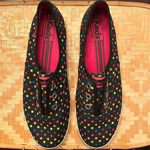 Keds multi color dot pull on sneakers